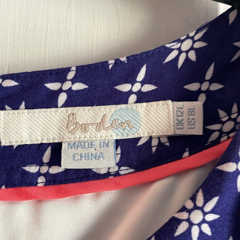 Boden Blue and White Printed Sleeveless Dress - Picture 3 of 3